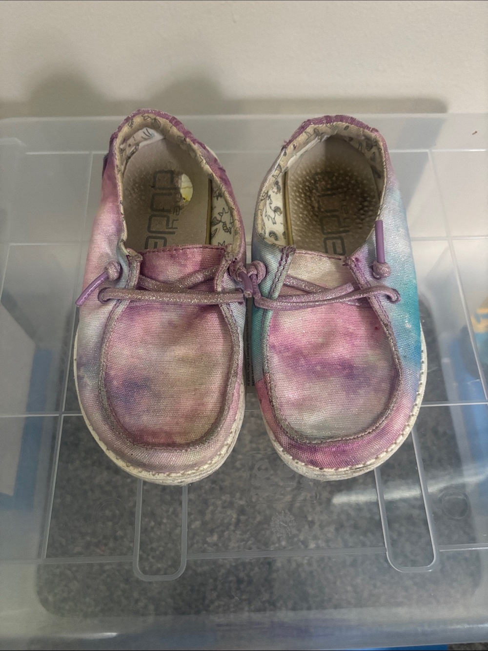 Hey Dude Kids Tie-Dye Slip-On Moccasins in Pink and Blue